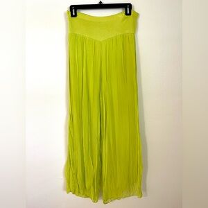 Bright Lime green  Wide-Leg Pants